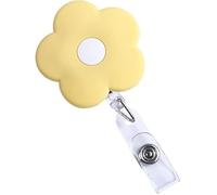1Pc Yellow Retractable Badge Reel Cute School Supplies Name Card Holder Flowers Work Card Clip Keys Lanyard Chest Card ID Card Clips, Identification Badges and Supplies, Badge Holders