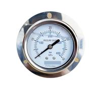 1pc YN60T 2.5" M14*1.5 front flange 60mm Stainless steel shell Shock- proof oil - filled pressure gauge,back mount manometer(0-16Mpa)