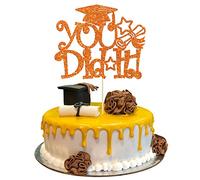 1Pc You Did It Cake Topper Glitter Congrats Grad Cap 2023 Graduation Cake Topper Decorations for 2023 Graduation Theme High School Boys Girls Graduate Party Cake Decorations Supplies Orange
