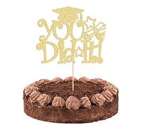 1Pc You Did It Cake Topper Glitter Congrats Grad Cap 2023 Graduation Cake Topper Decorations for 2023 Graduation Theme High School Boys Girls Graduate Party Cake Decorations Supplies Gold