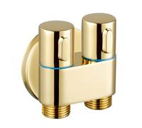 1PC Zirconium Gold Brass Triangle Valve Bathroom Double Handle Dual Control Inlet Two Out Stop Quick Open G1/2'
