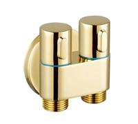 1PC Zirconium Gold Brass Triangle Valve Bathroom Double Handle Dual Control One Inlet Two Out Stop Mini Quick Open G1/2'