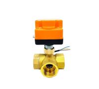 1PCS 1/2" 3/4" 1" 1-1/2" Brass Ball Valve Three-Wire Two-Control Three-Way Actuator with Manual Switch 220V 24V 12V(1",AC220V)