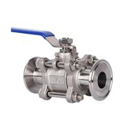 1PCS 1/2" 3/4" 1" SS304 Stainless Steel Ball Valve 3 Three Piece 1.5" 50.5mm Triple Clamp Ferrule Type Suitable for Homemade Diaries(3/4")