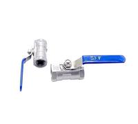 1PCS 1/4" 3/8" 1/2" 3/4" 1" 1-1/4" 1-1/2" Female Threaded Stainless Steel SS304 2P Full Bore Ball Valve with Vinyl Handle Threaded Valve(0.25 Inch)
