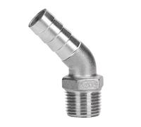1pcs 1/4" 3/8" 1/2" 3/4" 1" 1-1/4" Male to 6mm 8 10 15 20 25 32mm Hose Barb 45 Degree Elbow, Stainless Steel Connector Pipe Fitting(304-DN8*8MM)