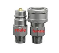 1pcs 1/4 3/8 1/2 3/4 1 inch Close Type Hydraulic Quick couping Quick Coupler Steel Material Socket Connector Set(A Set,1/4")
