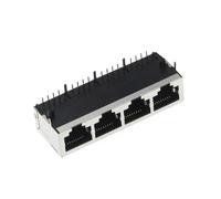 1Pcs 1 * 4 4 Ports Shielding RJ45 8P8C Female Jack Connector without LED PCB Network Internet Modular IDGTTLDF