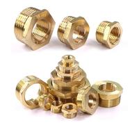 1PCS 1/8" 1/4" 3/8" 1/2" 3/4" 1" 1.5" 2" Brass Pipe Fittings Male to Female Thread Reducing Hexagon Bush Bushing Fuel Water Gas Oil(C)