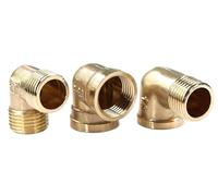 1pcs 1/8" 1/4" 3/8" 1/2" 3/4" Brass Elbow Pipeline Adapter 90 Degree Female x Male Thread Copper Pipe Fittings Connect(Female Thread Elbow,1/2")