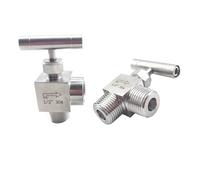 1pcs 1/8" 1/4" 3/8" 1/2" BSPT/NPT Female Male Elbow 90 Degree Needle Valve Crane Flow Control with One-Shape Handle(3/8",BSPT_Male to Female)