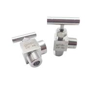 1pcs 1/8" 1/4" 3/8" 1/2" BSPT/NPT Female Male Elbow 90 Degree Needle Valve Crane Flow Control with One-Shape Handle(1/8",NPT_Female to Female)