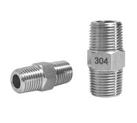 1pcs 1/8" 1/4" 3/8" 1/2" BSPT NPT Male to Male Hex Nipple Coupling 304 Stainless Steel Pipe Fitting Adatper High Pressure connector(3l8 NPT Male,1l4 BSPT Male)