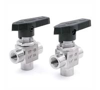 1pcs 1/8" 1/4" 3/8" 1/2" G Female Thread Tee L Port Ball Valve, 304 Stainless Steel Valve for Water Gas Oil(1/4 (5mm Hole))