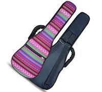 1PCS 10MM Sponge Fill Ukulele Case Bag & Uke Case, Adjustable Shoulder Strap, Fashion Bohemia Style (26in,Bohemia-red)