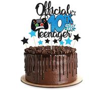 1Pcs 10th Birthday Cake Topper for Boys, Glittery Official Teenager Cake Topper and Decorations for Boys, Perfect Cake Toppers for Kids Themed Ten Years Old Birthday Party Supplies (10)