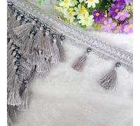 1pcs 12 Yards Decorative Curtain Fringe Trim - Elegant Beaded Lace Edging for DIY Crafts, Tablecloths, and Lampshades(Gray)