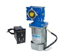 1pcs 120W 220V/110V Low Speed High Torque AC Worm Gear Reducer Motor and Speed Controller CW/CCW Output Shaft 14mm Ratio 1:80 18rpm(28RPM,220V)