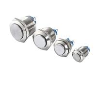 1PCS 12mm 16mm 19mm 22mm panel hole metal button switch power supply flat/high/ball head momentary/locking screw pin normally open/normally closed car doorbell(High Head,16mm)