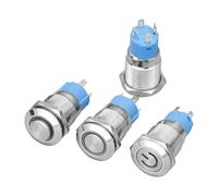 1Pcs 12mm Metal Button Switch with LED Lamp Momentary/Latching 4Pin 2V-220V Car horn doorbell computer case start button switch(High Ring,YELLOW LED_3-6V)