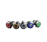 1PCS 12mm Waterproof Metal Button Switch LED Light Black Instant Locking Car Engine PC Power Switch(Power,RED_LATCHING_3-6V)