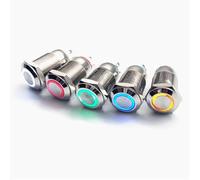 1PCS 12MM With LED 3V 5V 12V 24V 220V Metal Button Switch Momentary Push Button Auto Reset Illuminated(Red,5V)