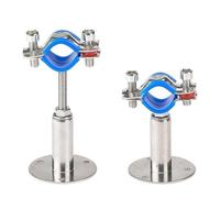 1pcs 15-89mm OD Stainless Steel SS304 Pipe Clamp Clip Support Bracket With Base Plate Pole Length 30-50mm/50/100mm/100150mm/150-200mm(Tan,60-65mm)