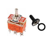 1Pcs 15A 250V Waterproof Rocker Toggle Switch With Protective Cover For Electronic Equipment Industrial Control Panel DIY Replacement(1322S ON-OFF-ON,Momentary)