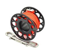 1PCS 15M/30M Scuba Diving Aluminum Alloy Spool Finger Reel with Stainless Steel Double Ended Hook Equipment Cave Dive for Cave, Wreck,Drift Diving(Black 30M)