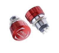 1pcs 16/19/22mm Metal Aluminum Emergency Stop Switch Push Button Switch Latching NO NC 1NO 1NC Pin Terminal Red Mushroom(19MM)