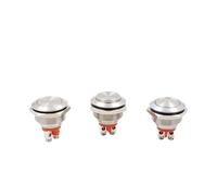 1PCS 16mm 19mm NC normally closed metal push button switch instantaneous reset self-reset brass nickel plated screw round flat high head(19mm,Flat Head)