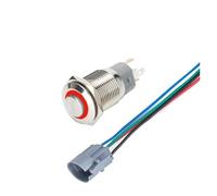 1PCS 16mm metal push button switch(Momentary,RED_3-6V)