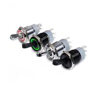 1pcs 16MM Metal Toggle Switch Waterproof LED Light Self-locking 2 Position On Off Micro Button 1NO1NC 15A 12V 220V 3pin/5pin(Red LED,16MM_BLACK S_220V)