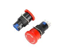 1PCS 16mm Rotary Push Button Switch Emergency Self-locking Mushroom Head 1NO 1NC Three Pins LAY72 (LA16)(Six Pins 2NO2NC)