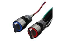 1PCS 16mm self-resetting instantaneous self-locking fixed waterproof DPDT luminous metal selector knob rotary switch 2/3 digit LED(2 Position,BLUE_MOMENTARY_5V)