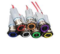 1PCS 16mm waterproof power supply with metal button switch self-locking fixed LED light 3V 5V 6V 12V 24V 220V(Purple,6V)