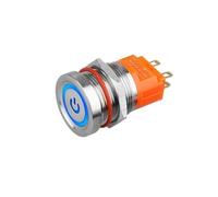 1PCS 19/22mm Touch Button Switch with LED 4Pin Waterproof Contact Control Soft Touch Button Switch Induction Switch(Power,22MM-MOMENTARY-12V)