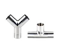1pcs 19 25 32 38 45 51 57 63 76 304 Stainless Steel Hose Barb Tail Y T Shape 3 Ways Pipe Fitting Connector(Y Shaped 19mm)