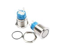 1PCS 19mm waterproof instant locking stainless steel metal doorbell bell horn button switch LED car engine computer(GREEN_MOMENTARY_6V)