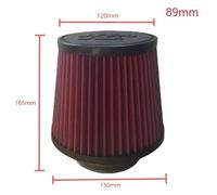 1pcs 2.5 3 3.5 4 Inch Car Intake Air Filter for 14084-2 Universal High Flow Cone 102 89 76 70 63.5 60mm KN Tapered Mushroom Head(Short Red 89mm)