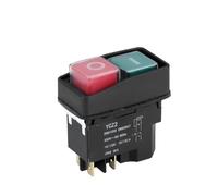 1PCS 2 Electromagnetic Switch 4/5 Pin 110V/220V Momentary(Reset) On Off Red/green Push Button Emergency Stop Replace KJD17(4 Pins,220V)