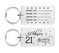 1PCS 21st Personalized Keychain Birthday Gifts for Her Him Boys Girls 21st Birthday Gift Grandson, Unique Gift for Women Men's Birthday