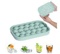 1Pcs 22-Cell Round Ice Tray Balls Maker Mould for Freezer, Silicone Ice Cube Tray with Lid, Easy to Pop Out Circle Ice Chilling Cocktail Whiskey Tea Coffee (Green)