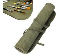 1Pcs 22 Slots Paint Brush Holder Storage Art Brush Roll Canvas Pouch,Artist Paint Brush Holder Roll Up Brush Bag Case Paint Storage Canvas Pouch for Watercolor Gouache Art Paint Brushes (Army Green)