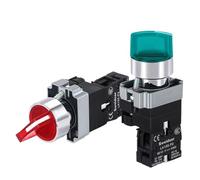 1PCS 22MM Knob Switch Button LED Light Rotary Switch Momentary Latching 2/3 Position ON/OFF Power Switch 6V12V24V220V380V110V TURN(Red 3Position 2NO,Self-Reset,6 V)