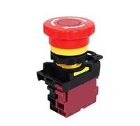 1pcs 22mm LA36M Emergency Stop Switch Lockable Push Button 12v 24v 220v 10A 1NC 2NC Red Mushroom Head E-Stop Switches On Off VaneAims(Without Light,2NC,AC220-380v)