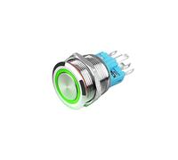 1PCS 22mm Latching Momentary Metal Button Switch LED Light 12V 24V 220V 4 Screw Feet Waterproof Car Power Button Switch(Green,22MM_LATCHING_220-250V)