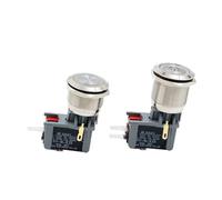 1PCS 22mm LED High Current 16A Indicator Light Waterproof Stainless Steel Metal Button Switch Fixed Locking Instantaneous Power Supply(Ring LED Light,Green)