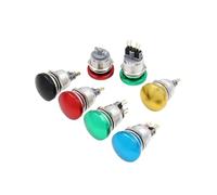 1PCS 22mm metal aluminum switch button mushroom emergency stop button IP67 waterproof switch instantaneous latching 1NO 1NC(Red,Pin Feet)