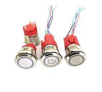 1PCS 22MM metal button power supply self-reset switch self-locking round waterproof small switch 9V-24V 5A(22mm Switch Holder 1)